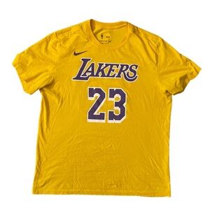 Lakers #23 Yellow T-Shirt with Purple Logo Size L